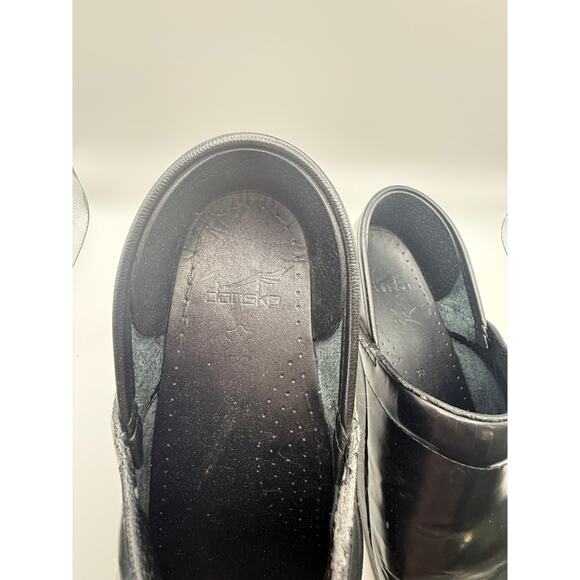 Dansko Black Leather Professional Clogs Size 38 Comfort Work Shoes Scandi Nurse - Picture 3 of 6